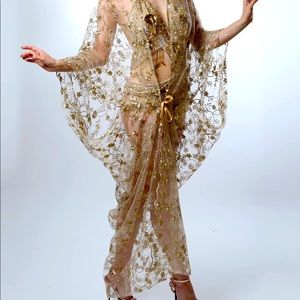Sheer Gold 1920s style burlesque gown